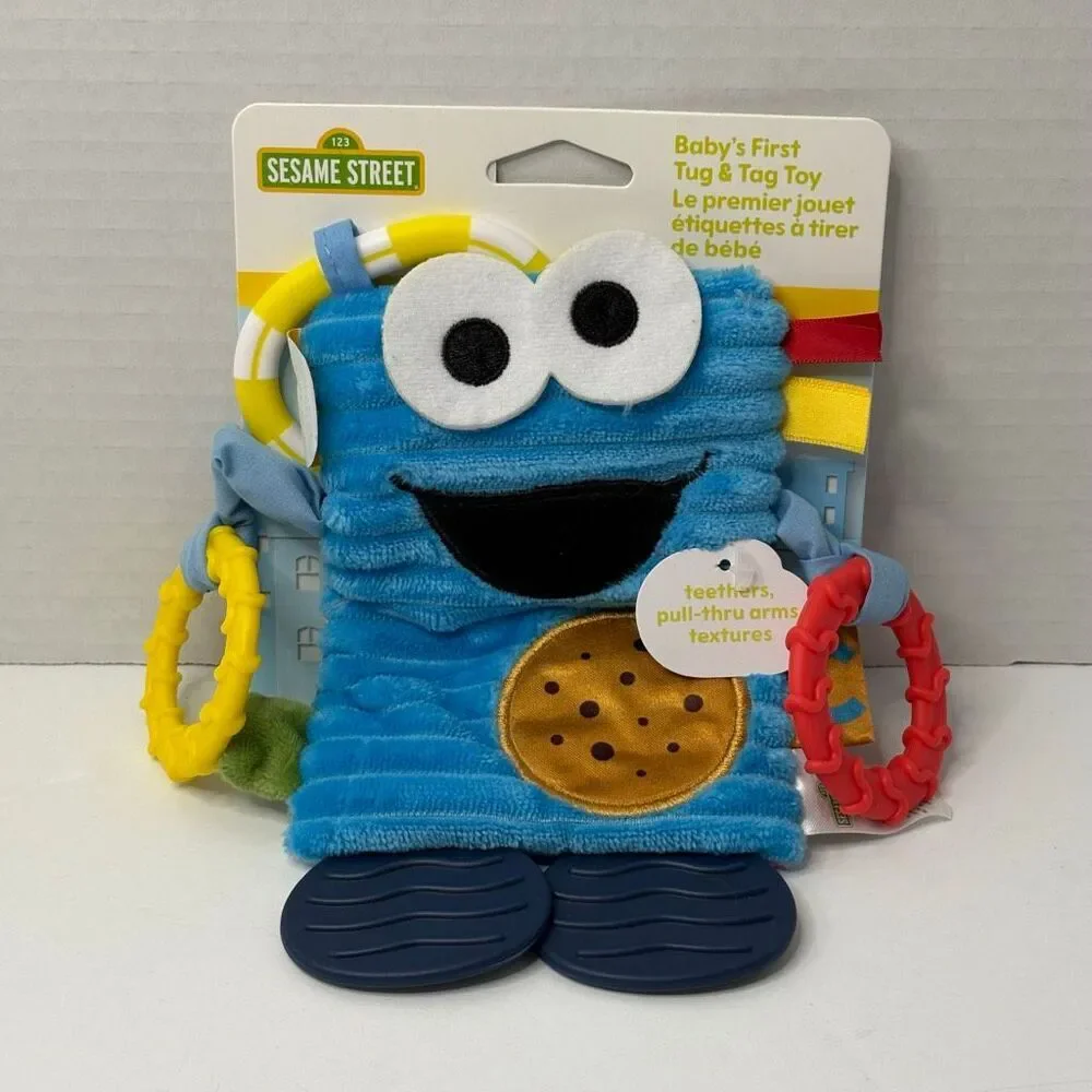 Kids Preferred Sesame Street Cookie Monster Tug & Tag Plush Sensory Toy